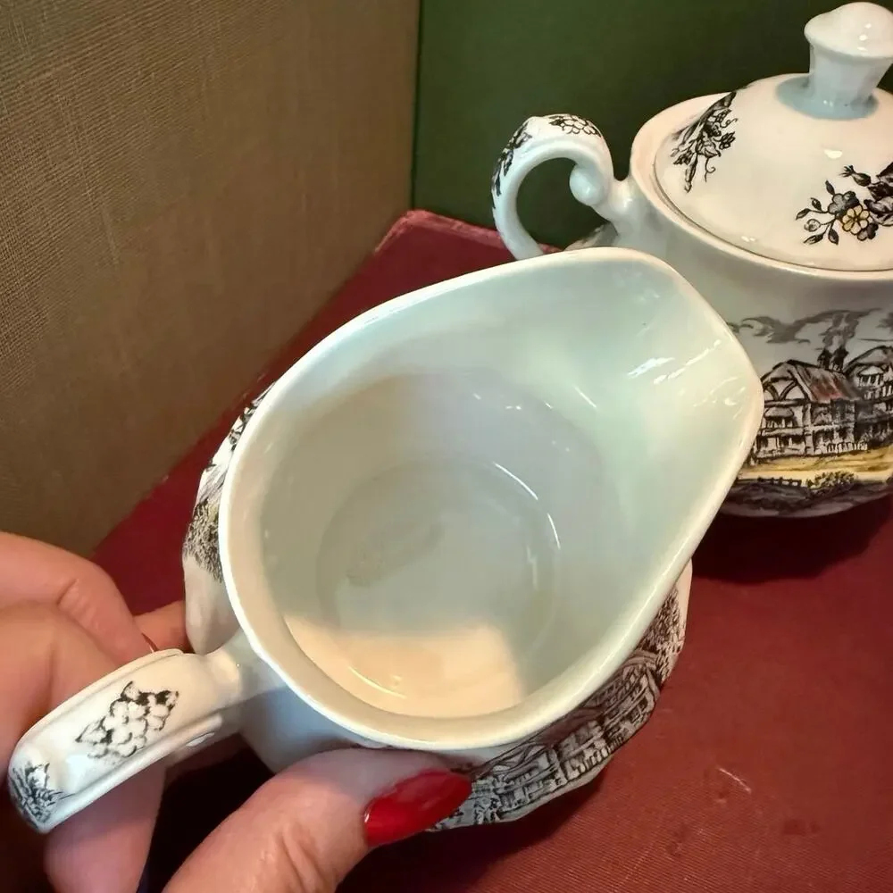 Yorkshire Staffordshire Ironstone Sugar & Creamer Set • England • Vintage